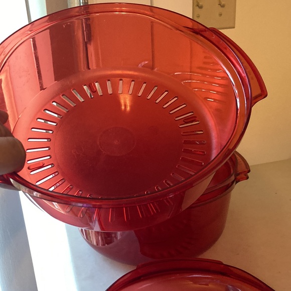 5 Pc TUPPERWARE TupperWave Stack Cooker Microwave Cranberry Steamer Bake - Picture 11 of 12